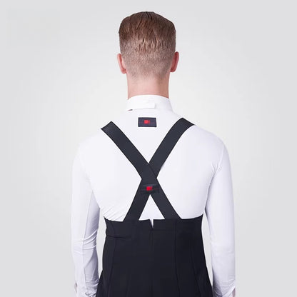 NY Fashion Men's Competition Shirt Zipper Butterfly Collar Practice Dance Shirt Performance Dance Shirt 91003C