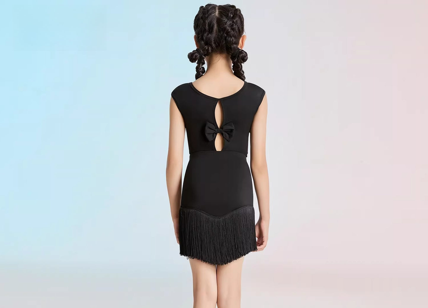 MLX children's new Latin dance costumes, high-end children's dance fringed skirt practice performance suit