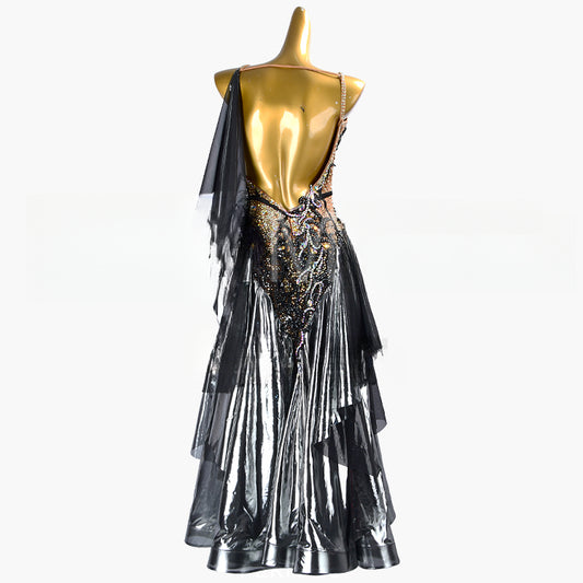 MINEJAS.S106S New silver skirt national standard American modern professional performance competition clothing