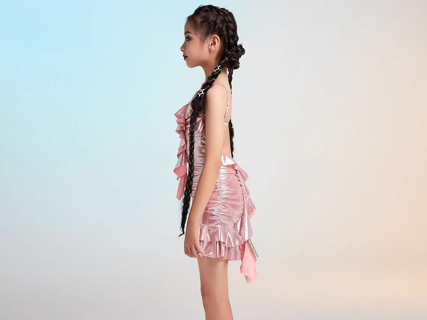 MLX professional children's Latin dance practice clothes, beautiful back dress, advanced children's dance training performance clothes