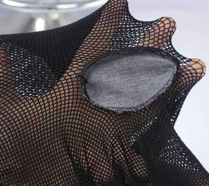 Ladies Latin Dance Mesh Jumpsuit Socks Plus Crotch Encrypted Small Mesh
