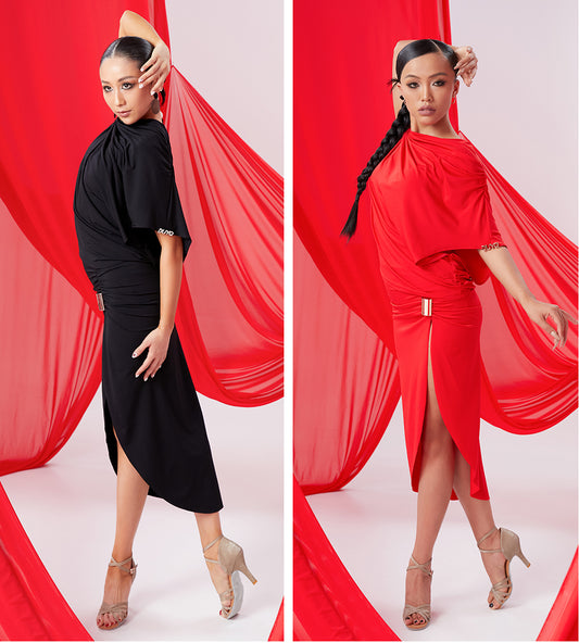 DUYQ [NSAD] 015 average size slanted shoulder top, national standard women's Latin dance practice clothes can be used every day