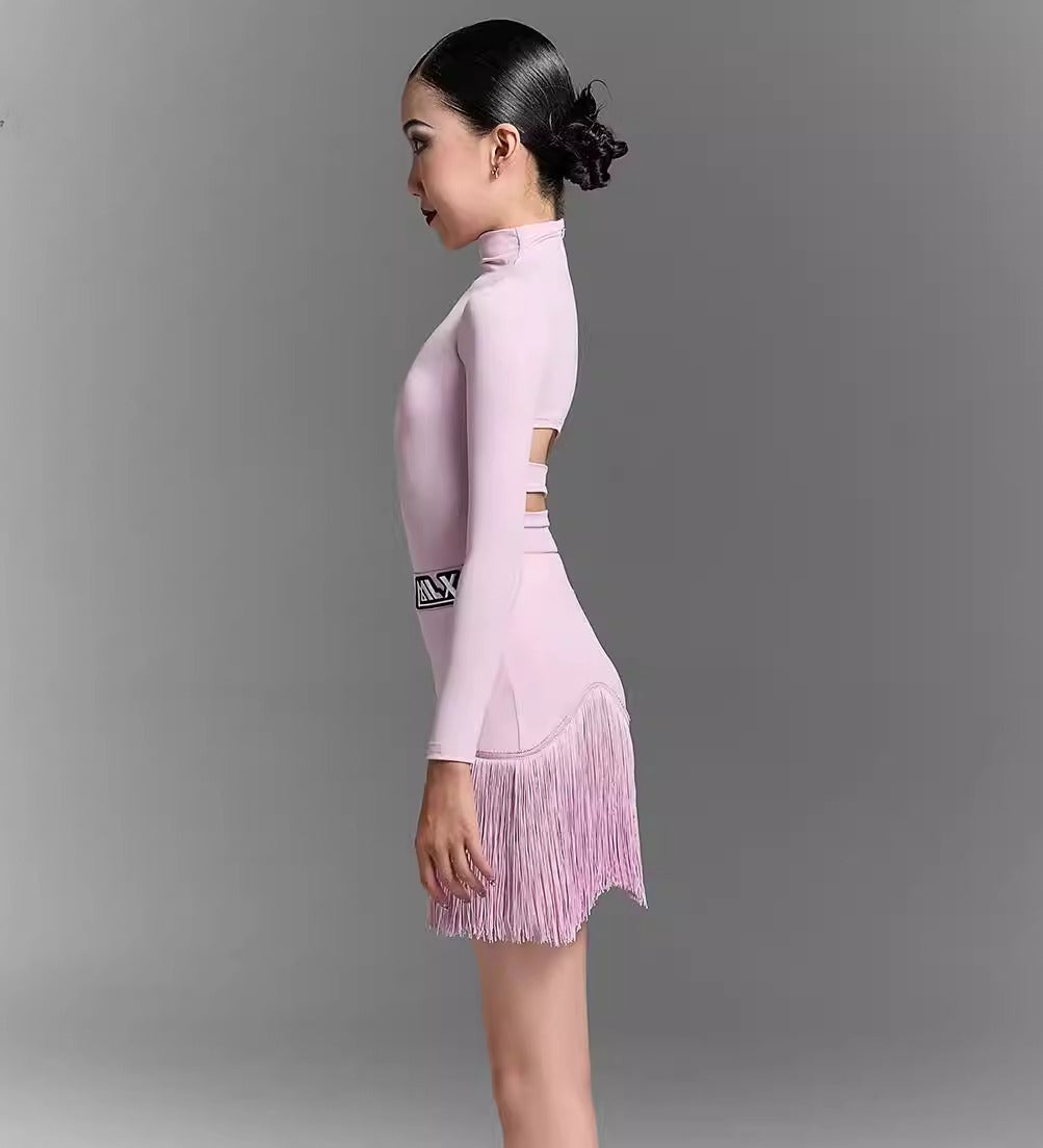 MLXchildren's dance training performance suit, high-end children's Latin dance practice suit, fringed skirt set - Mine·Jas