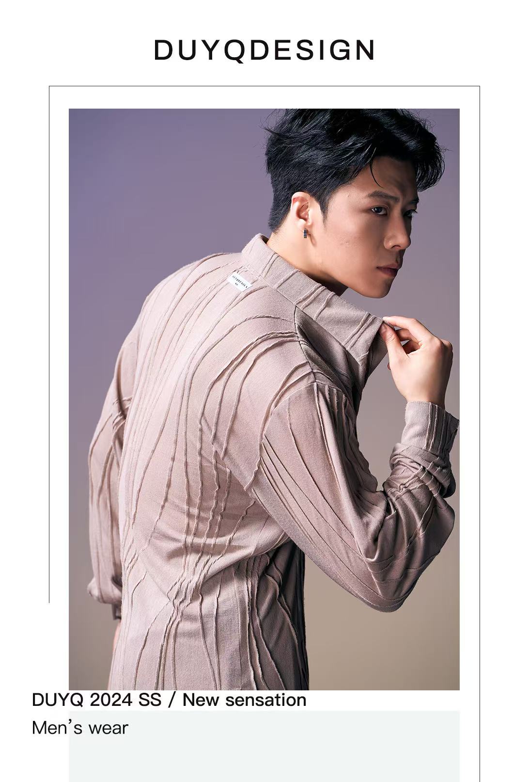 DUYQ.New Men-016 Wave Texture Shirt - Professional Men's Standard Latin Dance Practice Wear for Daily Use