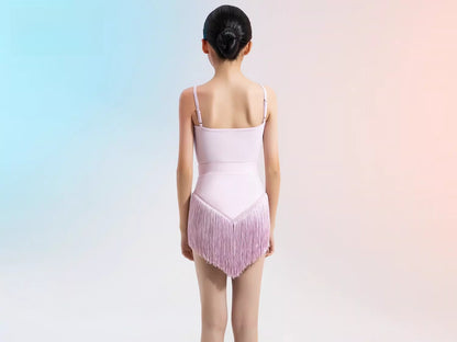 MLX8217 Children's Latin Dance Practice Suit Tassel Skirt Advanced Children's Dance Training Performance Suit