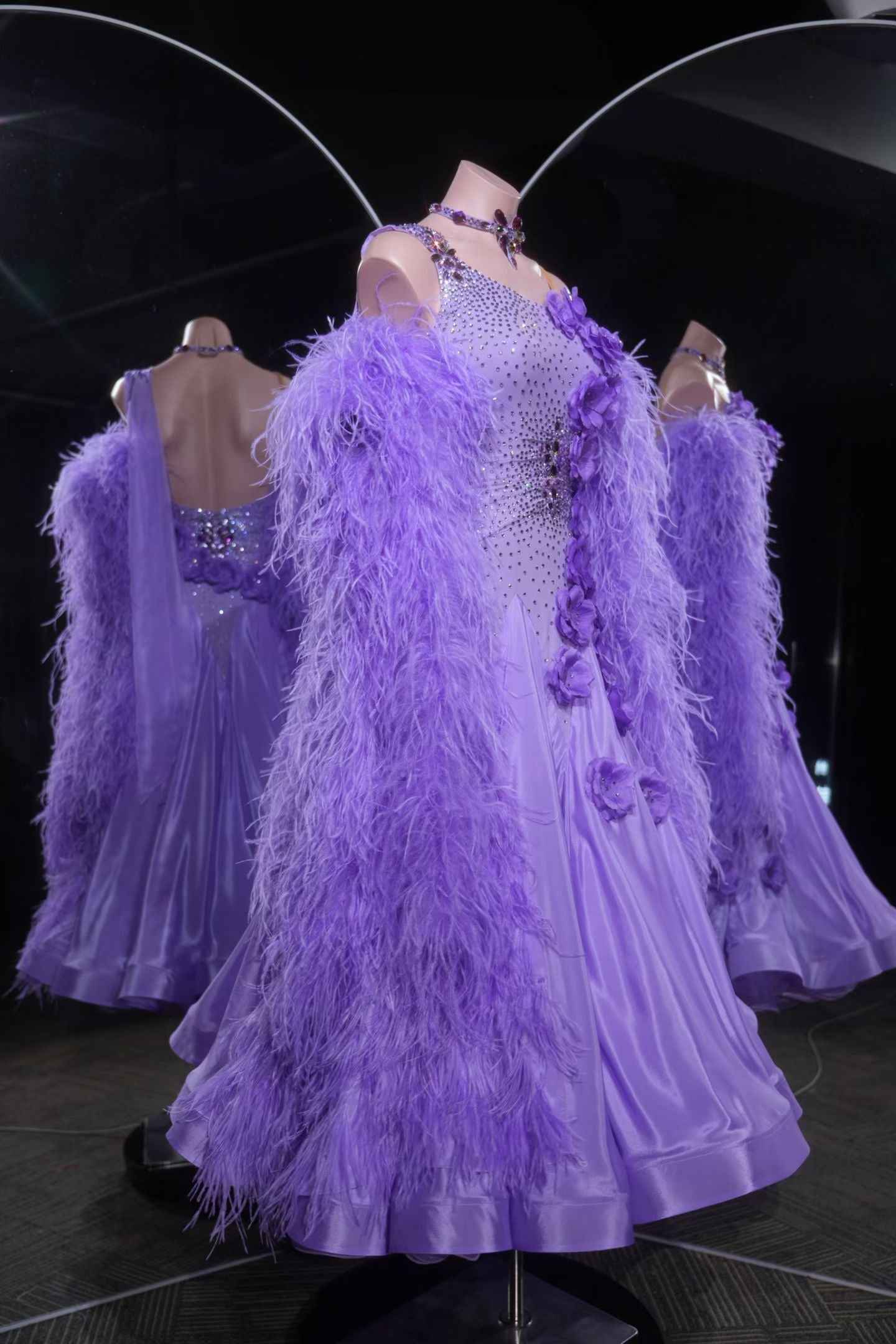 PEI.B004 Lavender Handmade Standard Dance Dress for Competition