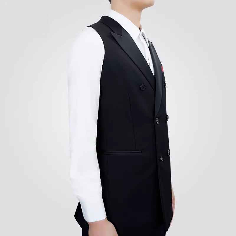 NY Fashion Gun Collar Double-breasted Modern Dance Vest Men's Ballroom Dance Practice Suit Top Waltz Suit 24123S