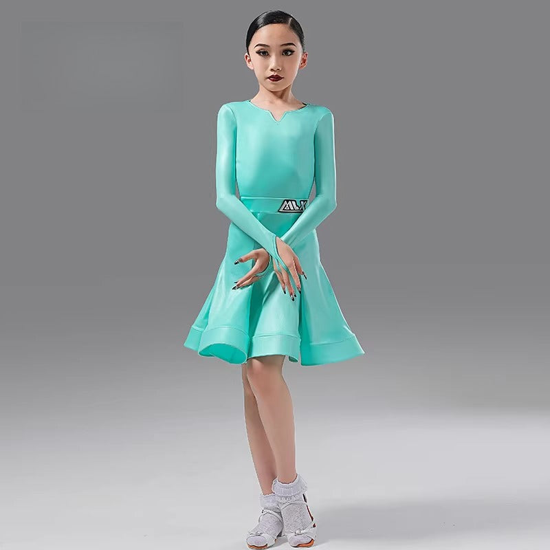 MLX8965 Children's Latin Dance Competition Performance Clothing Split Children's Dance Grading Standards Regulations Clothing Long Sleeves