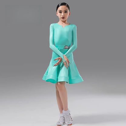 MLX8965 Children's Latin Dance Competition Performance Clothing Split Children's Dance Grading Standards Regulations Clothing Long Sleeves