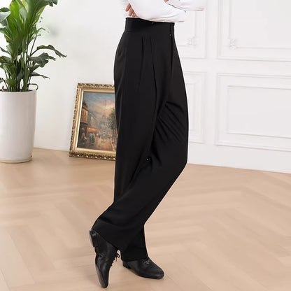 NY Fashion Men's Latin Ballroom Dance Pants Wide Leg Black Pocket Dance Pants 25133K