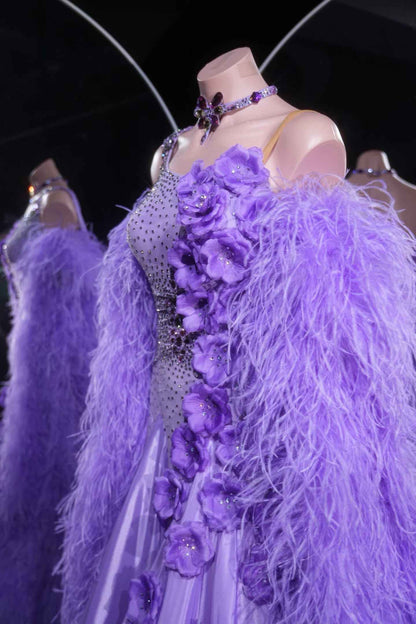 PEI.B004 Lavender Handmade Standard Dance Dress for Competition