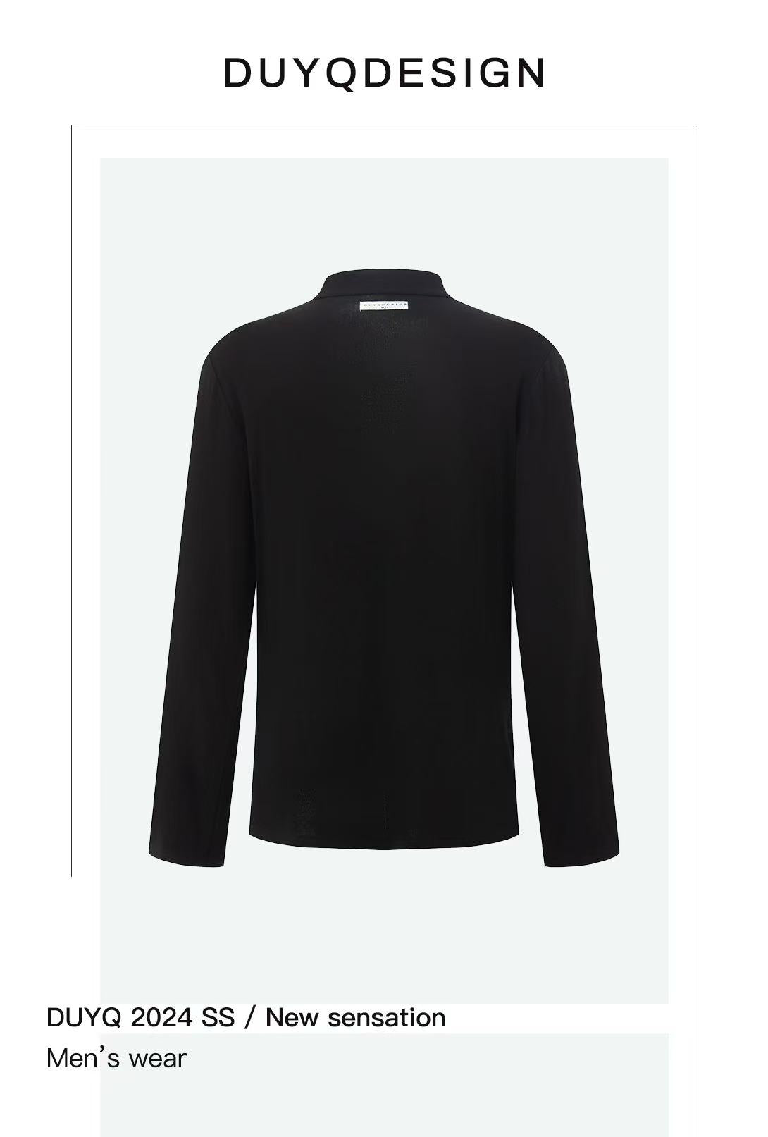 DUYQ.New Men-014 Deep V-neck Knit Long-sleeve Top - Professional Men's Standard Latin Dance Practice Wear