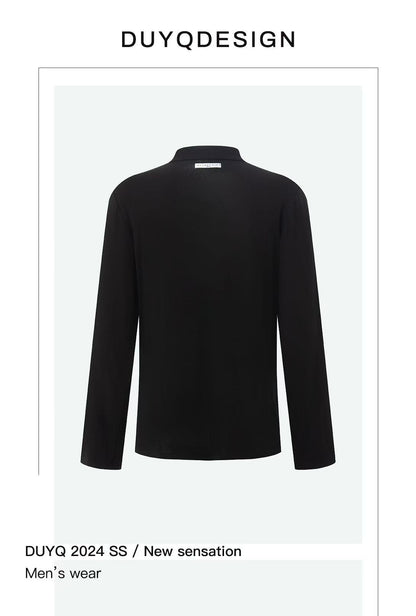 DUYQ.New Men-014 Deep V-neck Knit Long-sleeve Top - Professional Men's Standard Latin Dance Practice Wear