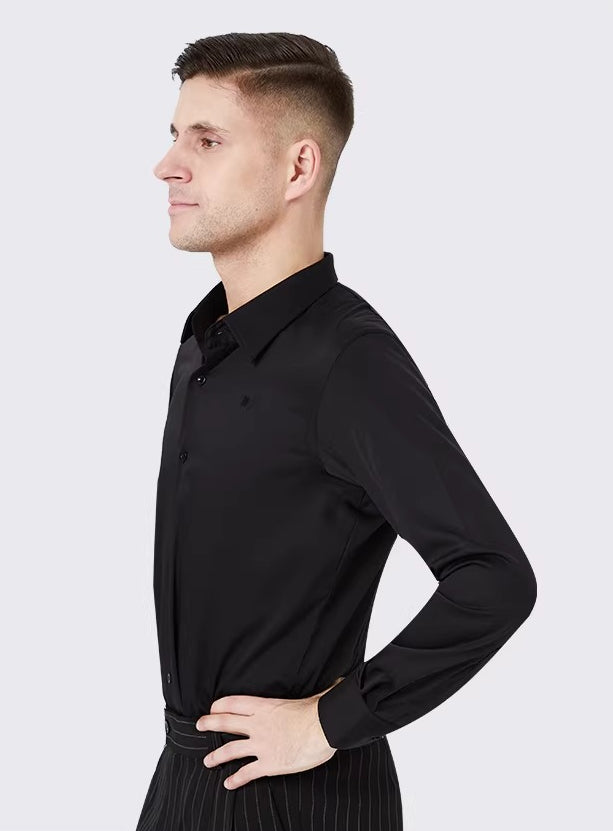 NY Fashion Men's Elegant Classic Shirt Ballroom Dance Shirt  Practice Dance Top 23110S