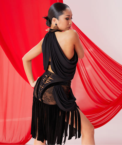 DUYQ [NSAD] 017 Cross-neck short top, national standard women's Latin dance practice uniform, professional class uniform for performance