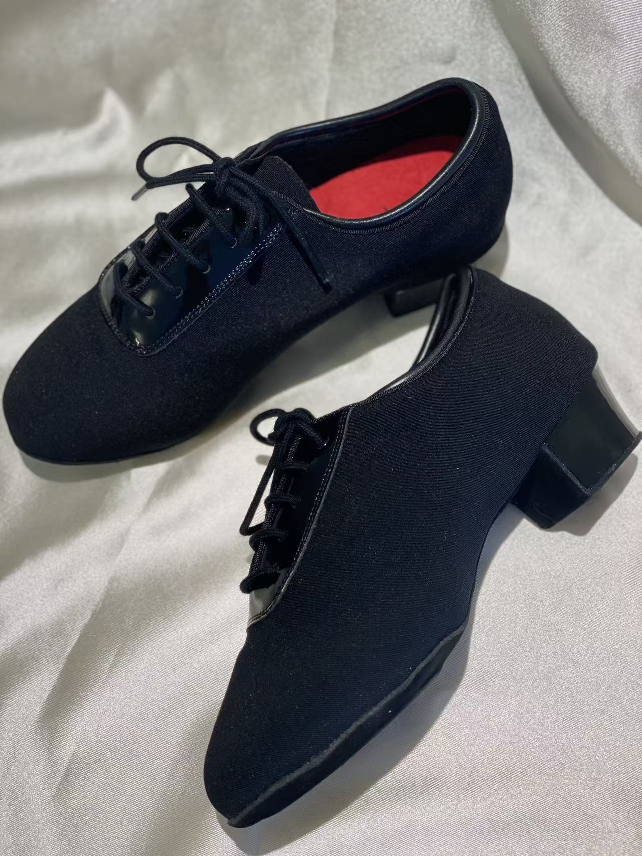DRH-413 Men's Latin Dance Shoes 413 Black Fabric Patchwork Lightweight Professional Dance Shoes