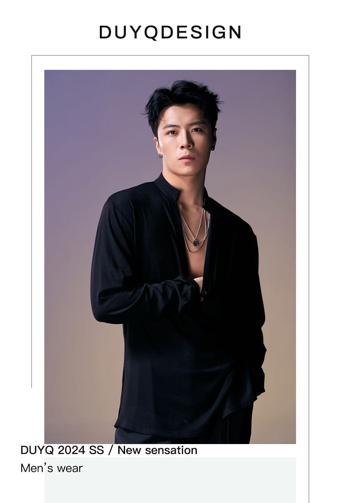DUYQ.New Men-014 Deep V-neck Knit Long-sleeve Top - Professional Men's Standard Latin Dance Practice Wear