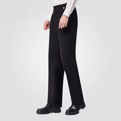 NY Fashion Men's Latin Ballroom Dance Practice Black High Waist Pants 24124K