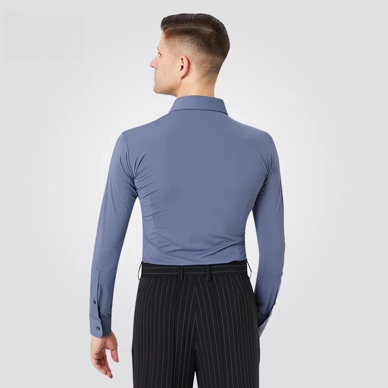 NY Fashion Men's Competition Shirt Dance Shirt Practice Top National Billboard Dance Top 21113C - Mine·Jas