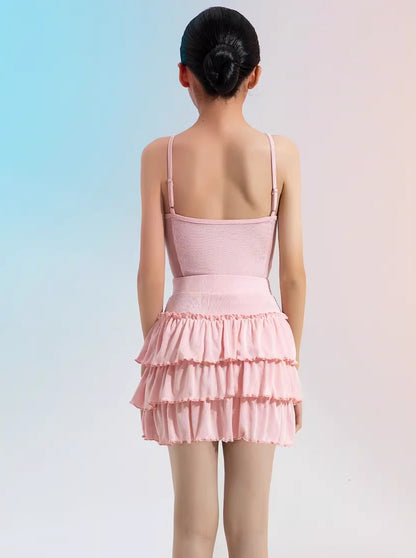 MLX gold 133/202 children's Latin dance costume girls suspender top cake skirt dance training performance practice clothing - Mine·Jas