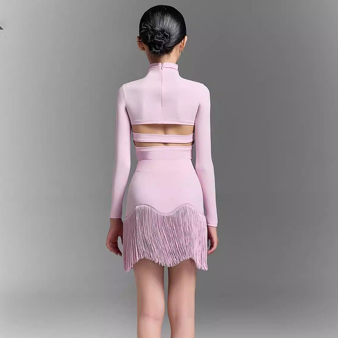 MLXchildren's dance training performance suit, high-end children's Latin dance practice suit, fringed skirt set - Mine·Jas