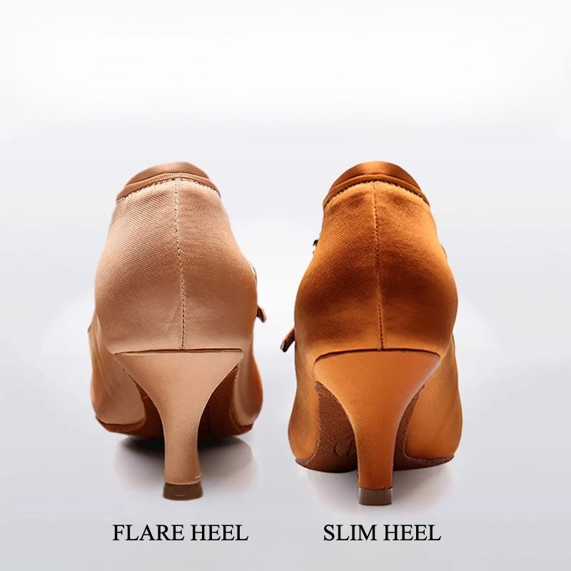 DRH-201 women national ballroom dance soft-soled practice shoes ballroom dance shoes silk fabric - Mine·Jas