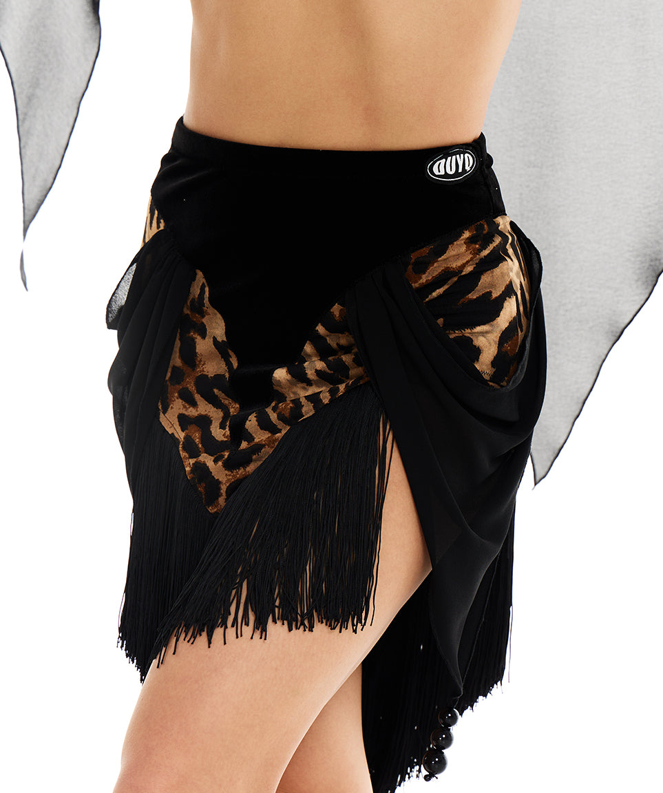 DUYQ [Polina] 006 velvet splicing beaded skirt national standard women's Latin dance practice suit advanced