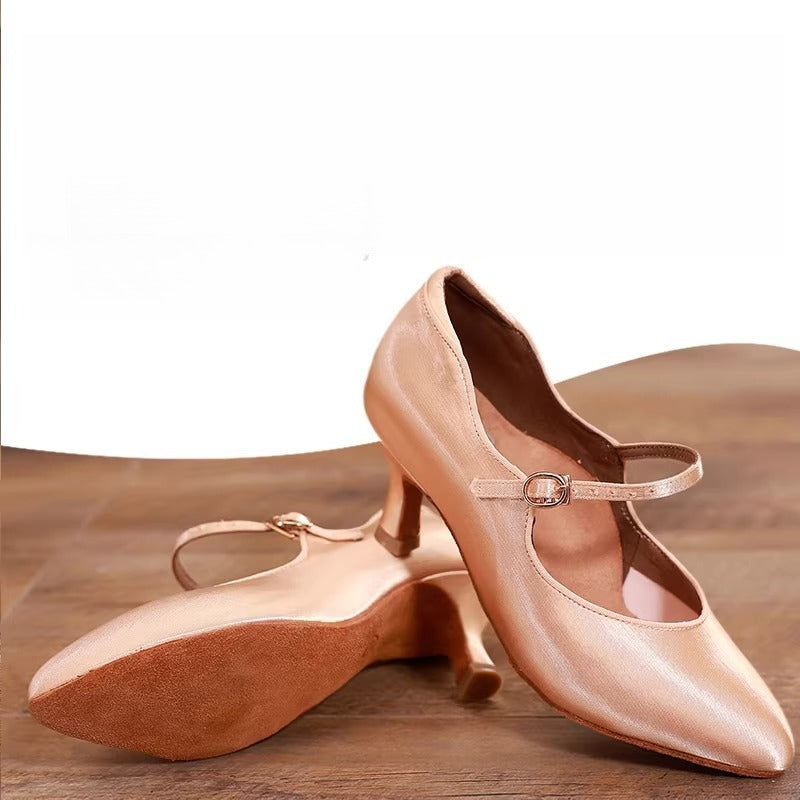 DRH-201 women national ballroom dance soft-soled practice shoes ballroom dance shoes silk fabric - Mine·Jas