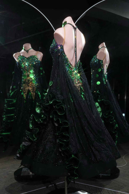 PEI.005 Black Sequin Ballroom Stage Dance Gown Premium