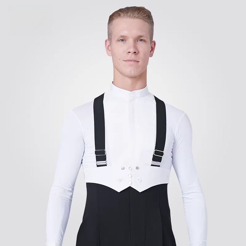 NY Fashion Men's Competition Shirt Zipper Modern Dance Top Performance Shirt180002