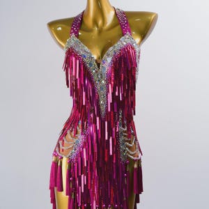 MINEJAS.PLP001 Pink Sleeveless Latin Dance Dress