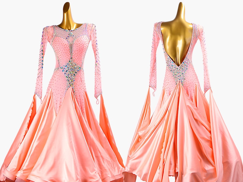 MINEJAS.PBP007 Tender pink ballroom dress with mesh, crystals&satin