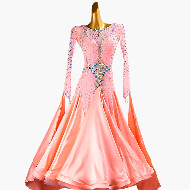 MINEJAS.PBP007 Tender pink ballroom dress with mesh, crystals&satin