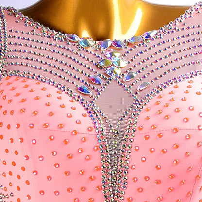 MINEJAS.PBP007 Tender pink ballroom dress with mesh, crystals&satin