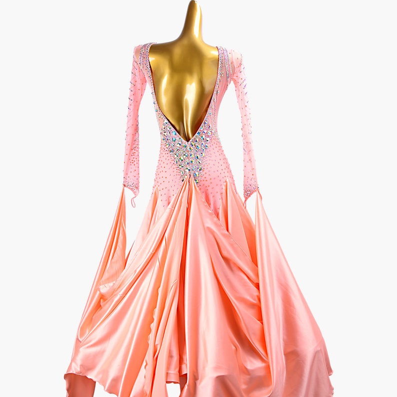 MINEJAS.PBP007 Tender pink ballroom dress with mesh, crystals&satin