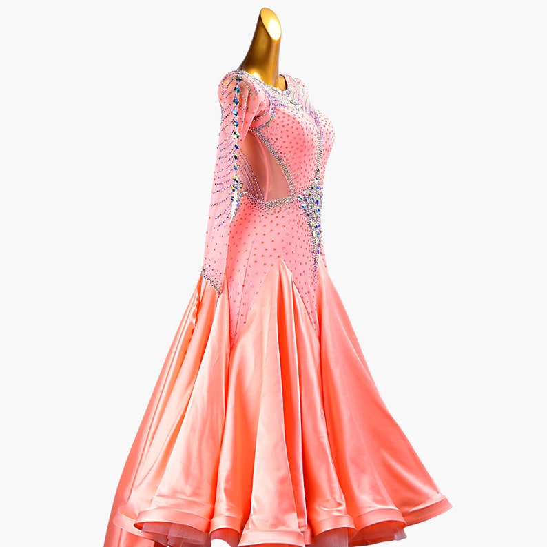 MINEJAS.PBP007 Tender pink ballroom dress with mesh, crystals&satin