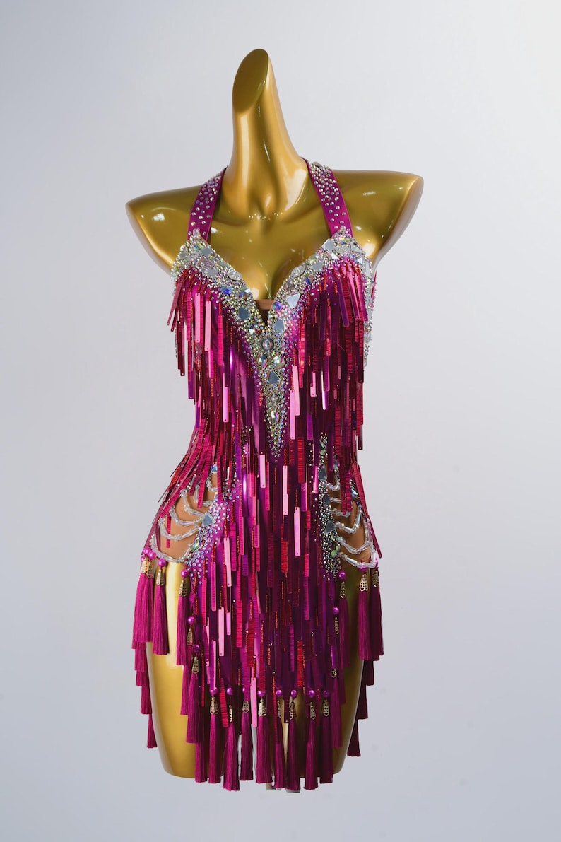 MINEJAS.PLP001 Pink Sleeveless Latin Dance Dress