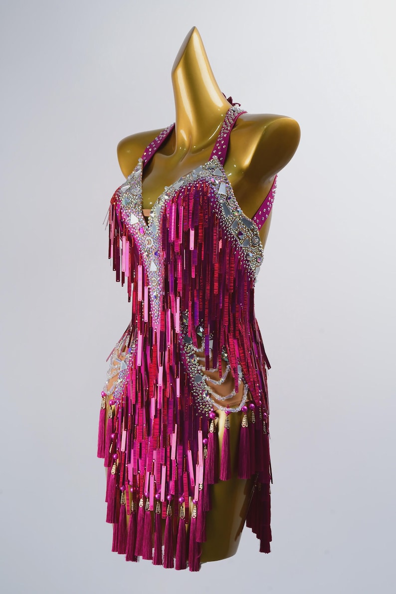 MINEJAS.PLP001 Pink Sleeveless Latin Dance Dress