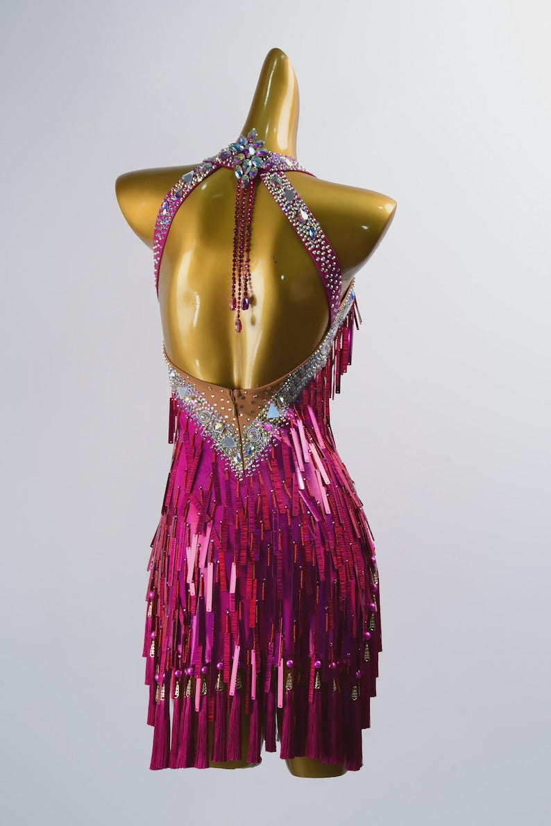 MINEJAS.PLP001 Pink Sleeveless Latin Dance Dress
