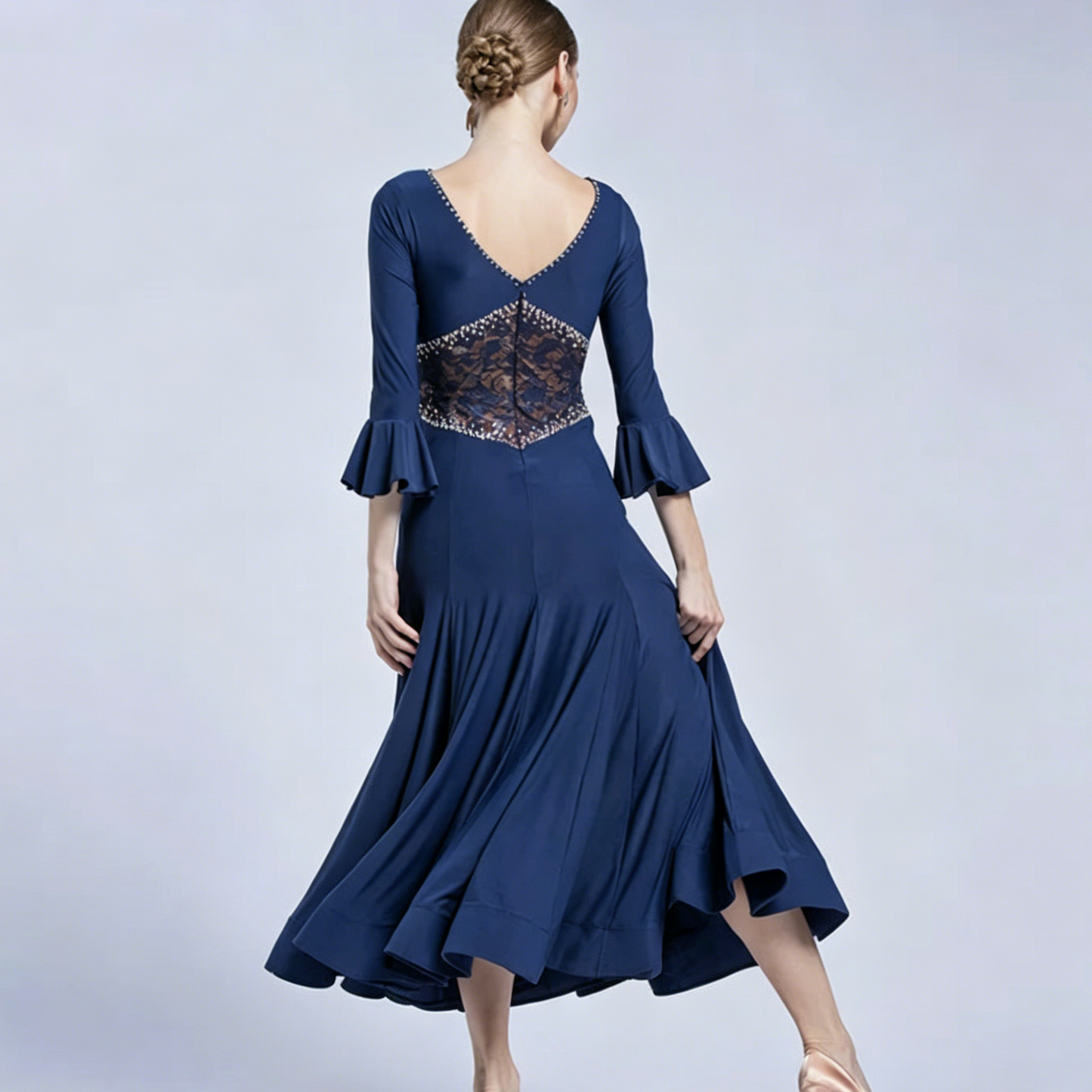 Y.M-1750 Women V-Neck Ballroom Dance Practice Dress Training Costume for Spring Summer