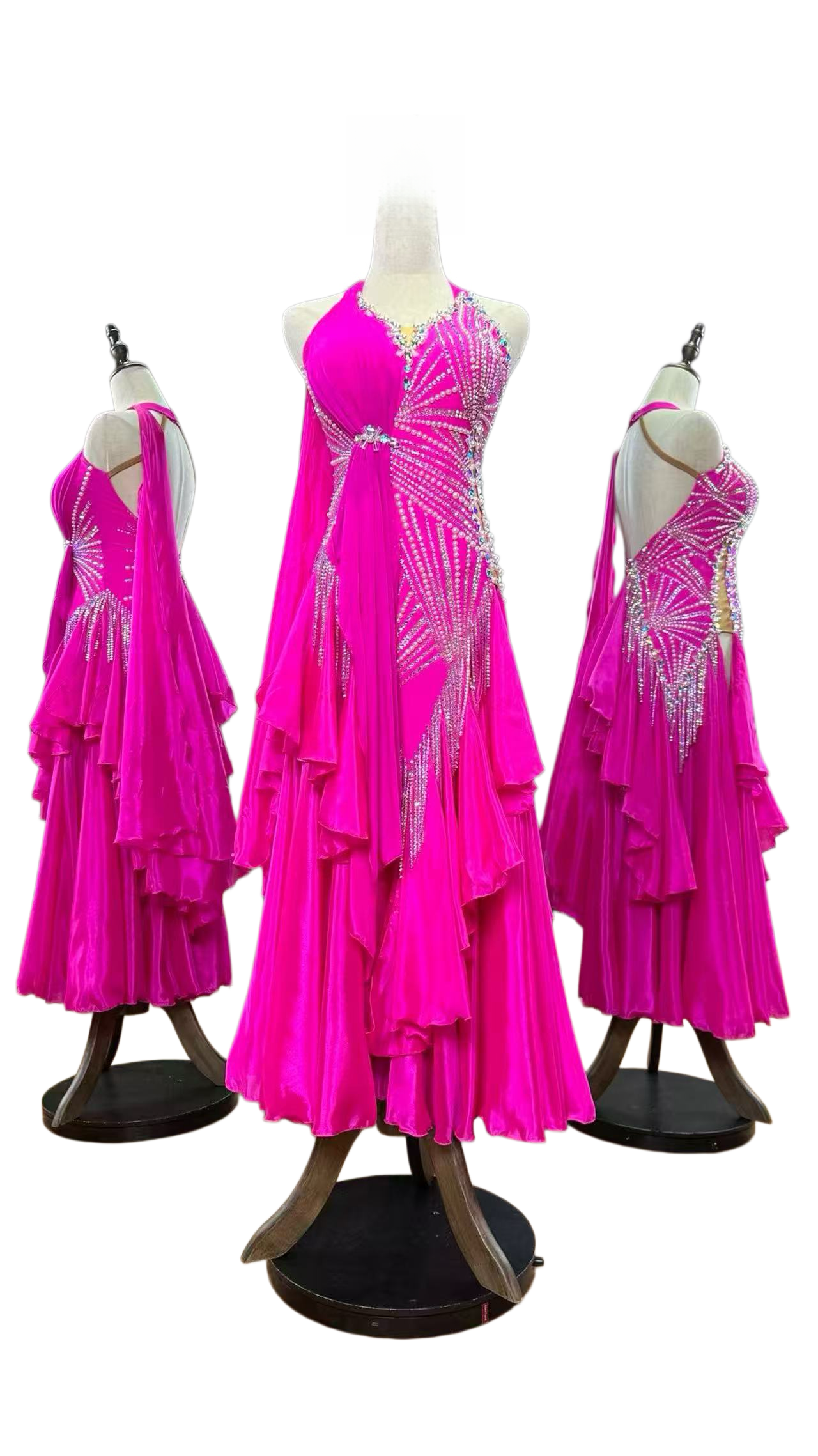 MINEJAS.S103P new pink smooth ballroom performance competition adult female performance costume - Mine·Jas